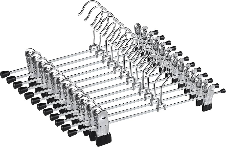 NORTHERN BROTHERS Pants Hangers 12PCS Skirt Hangers with Clips Hangers for Pants Metal Hangers Cl... | Amazon (US)