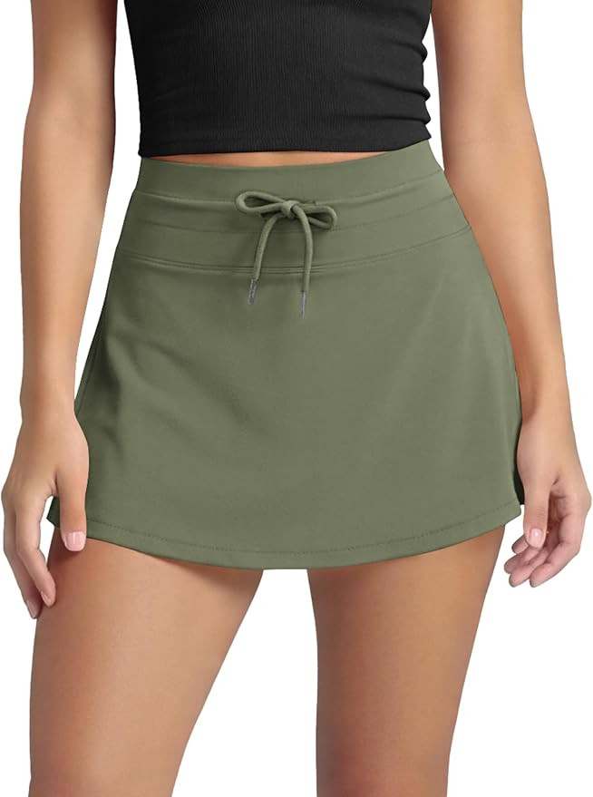 ODODOS Women's Drawstring Tie Skirts Built-in Shorts Athletic Golf Tennis Skorts with Ball Pocket | Amazon (US)