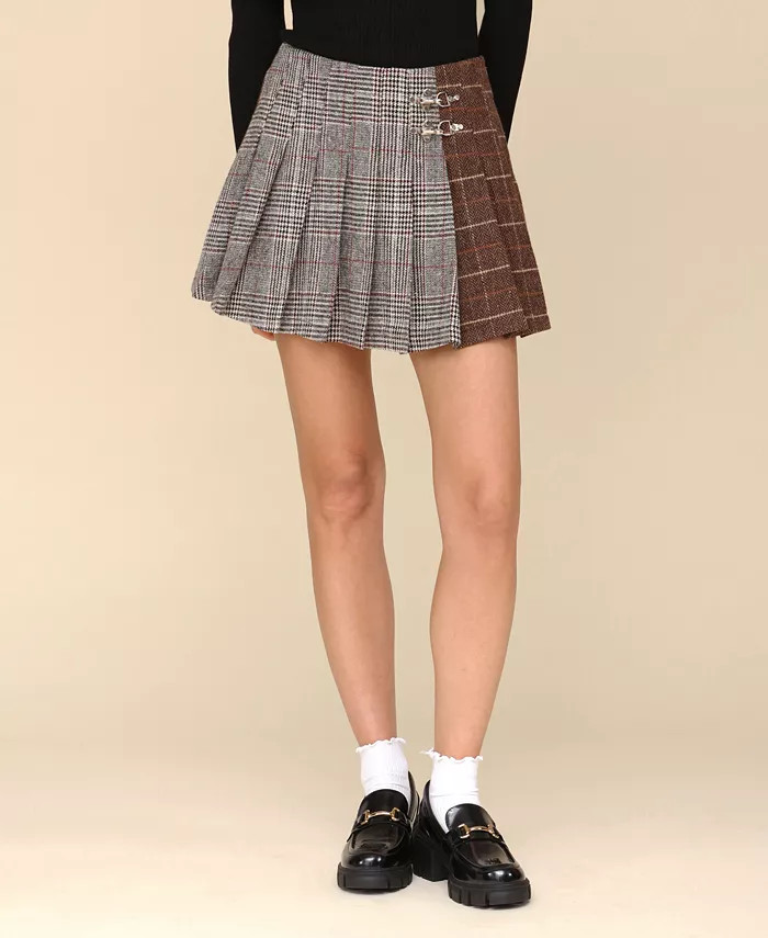 Women's Mixed Pattern Pleated Mini Skirt | Macy's