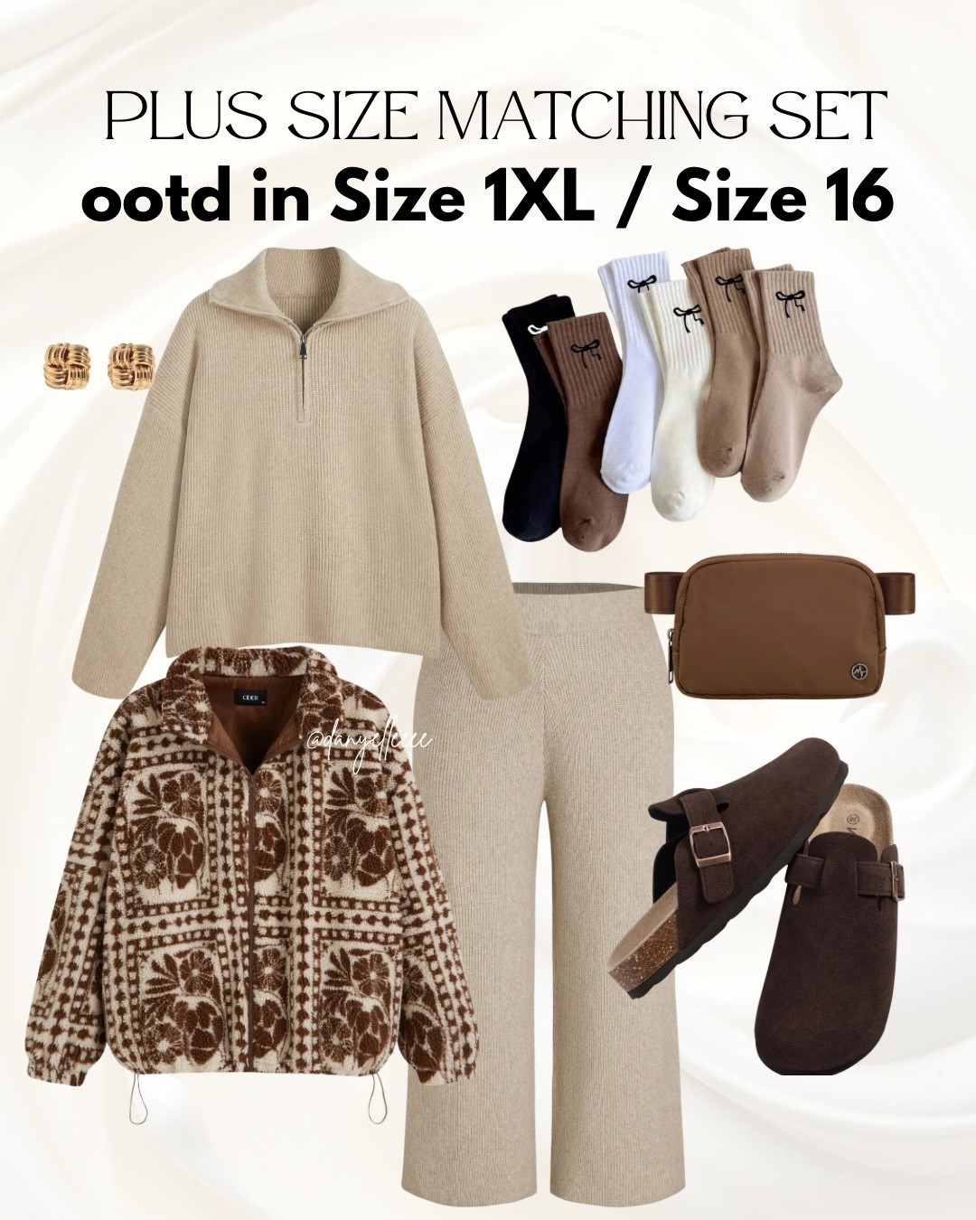 plus size fall + winter lounge set outfit of the day 🤎🧦☕️ 

in my experience, this set runs big! Make sure to double check the size chart :) 

size 2XL / size 20, matching sweater set, matching set, airport outfit, travel outfit, cozy outfit, comfy outfit, clogs, belt bag, casual, neutral outfit 

#LTKMidsize #LTKSaleAlert #LTKOver40
