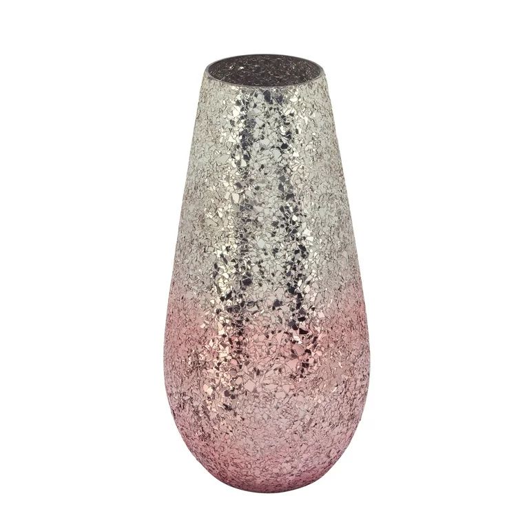 12" Pink Chic Style Crackled Glass Vase Decor - Walmart.com | Walmart (US)