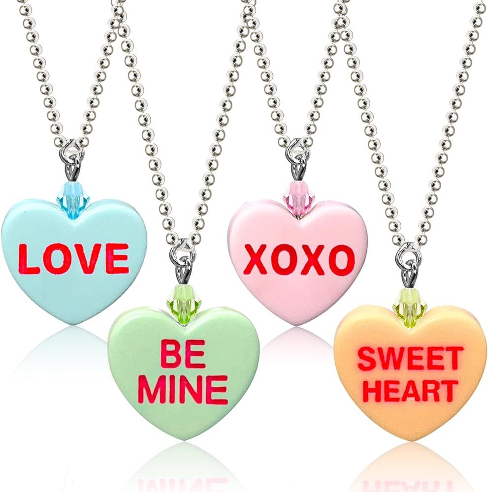 Lragvtbk 4 PCS Valentines Day Necklace Candy Heart Bead Necklace Valentines Accessories Gift for ... | Amazon (US)
