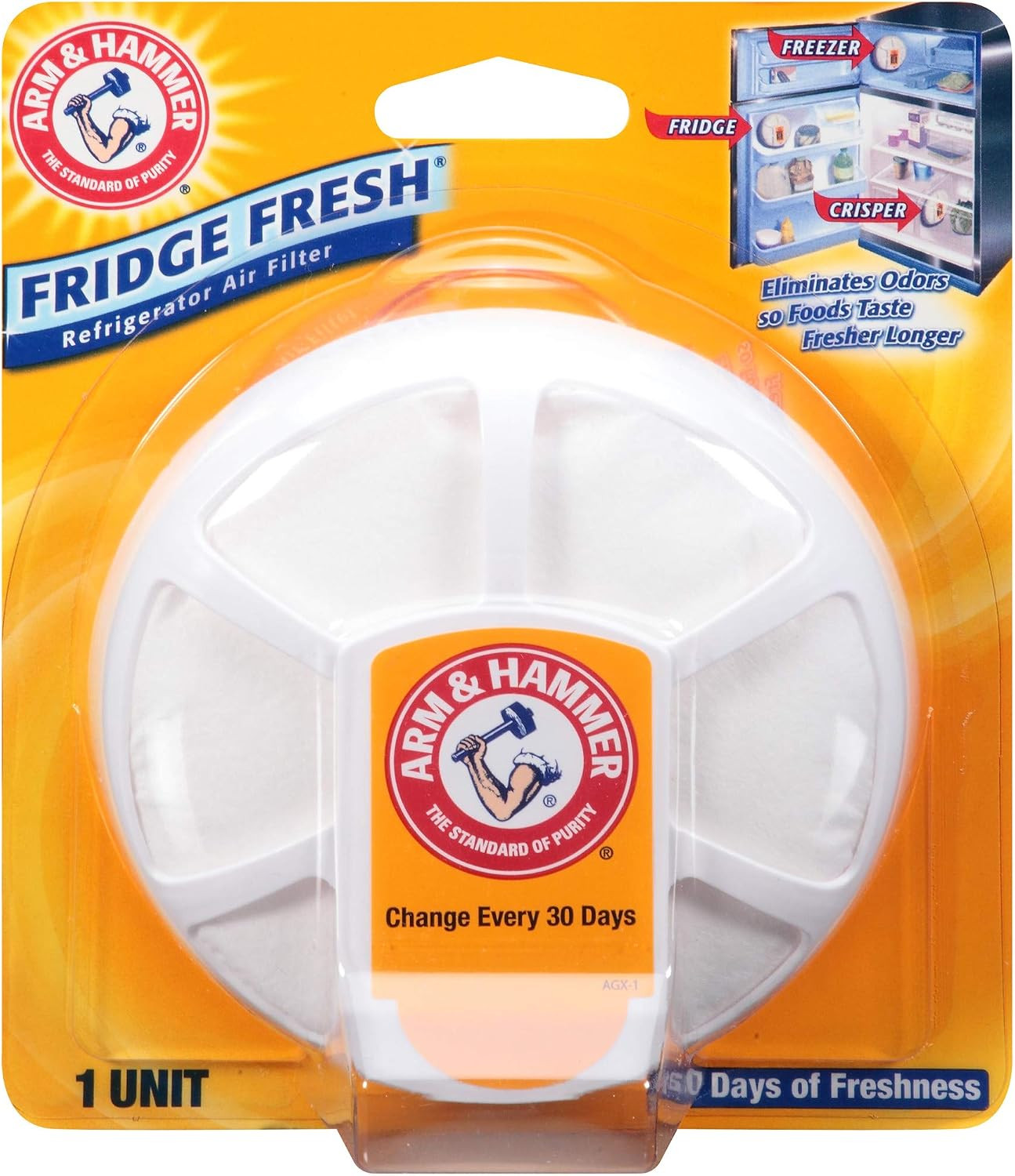 ARM & HAMMER Baking Soda Fridge Fresh, Refrigerator Air Filter, 1 Count | Amazon (US)