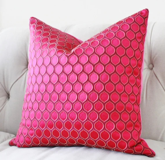 Pink Pillow Cover  Raspberry Pink Geometric Pillow  Fuchsia | Etsy | Etsy (US)