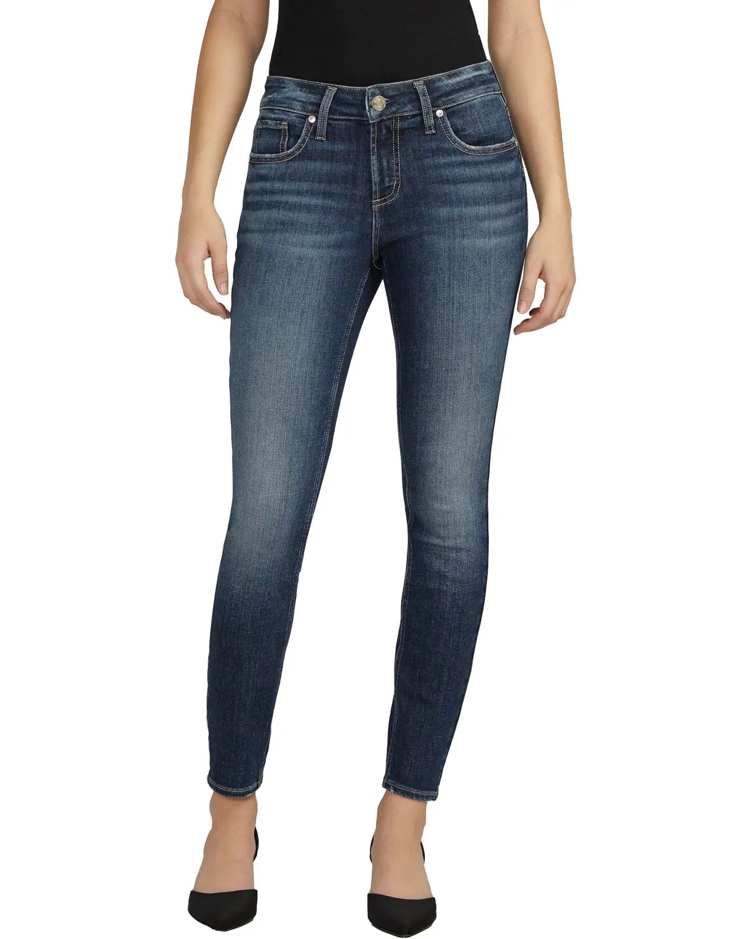 Silver Jeans Co. Elyse Mid-Rise Skinny Jeans L03116EAE324 | Zappos