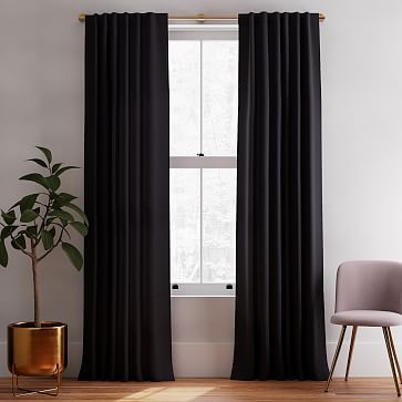 European Flax Linen Curtain - Black | West Elm (US)