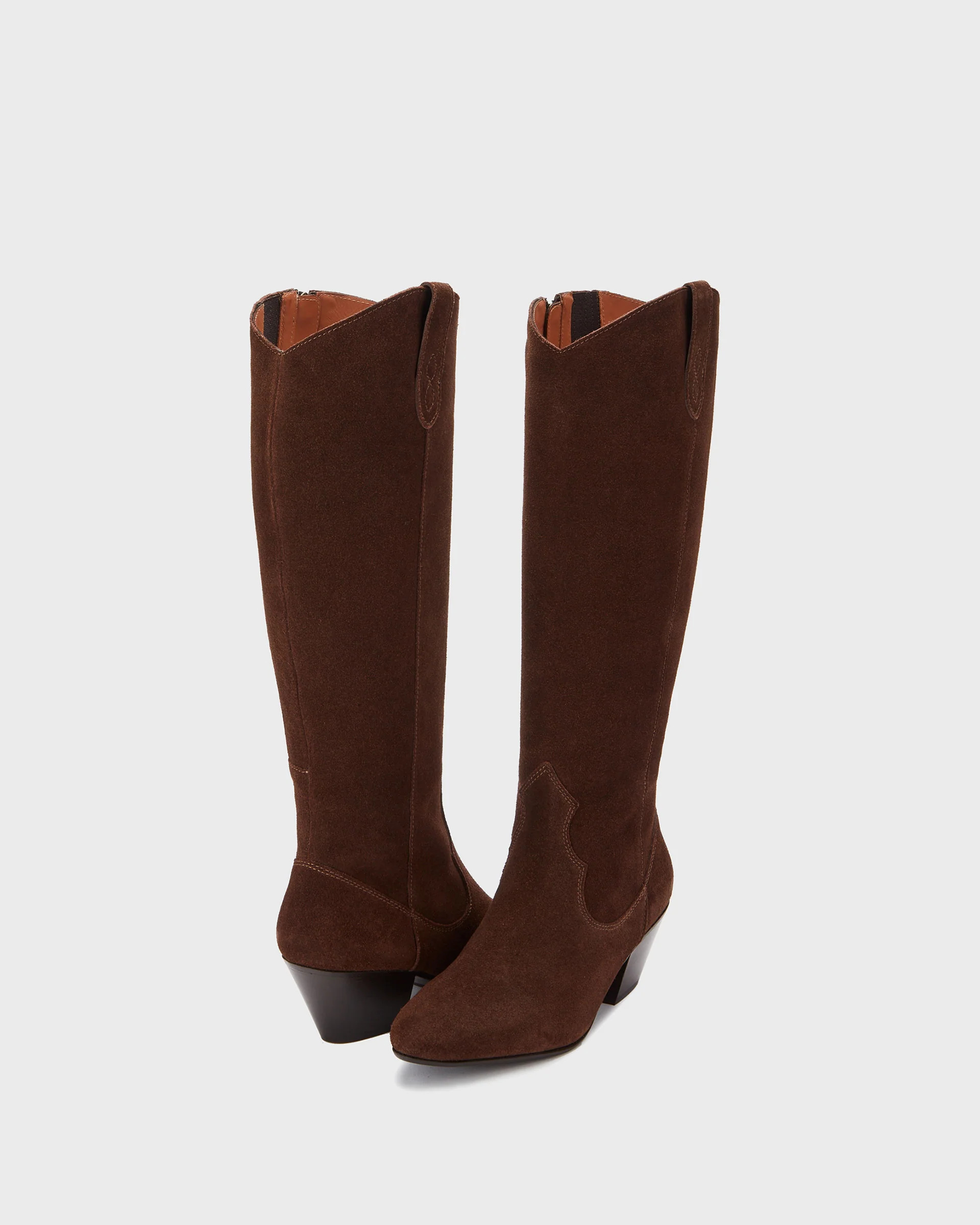 Saffron Brown Suede Heeled Knee High Boots | DuoBoots | DuoBoots