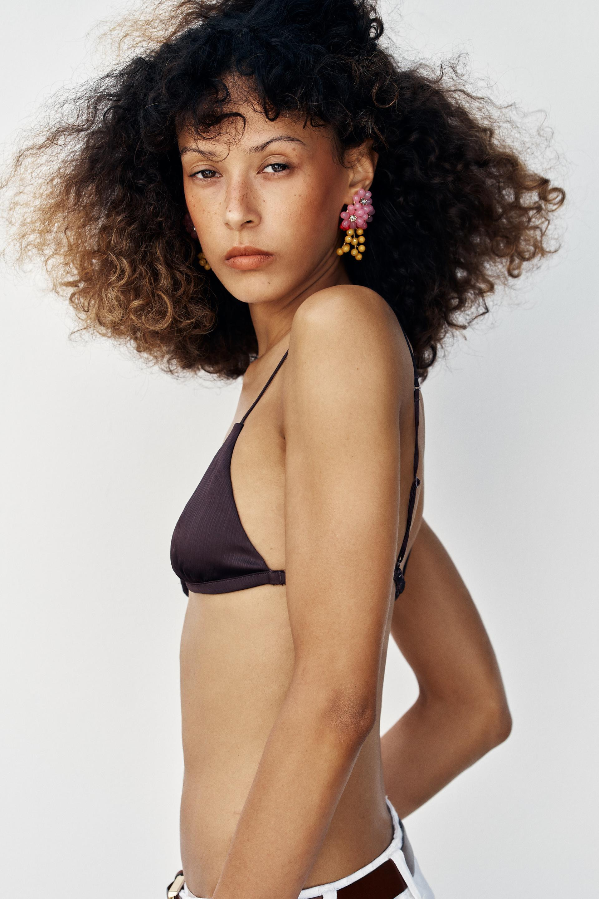 Zara - Beaded Jewel Flower Earrings - Pink - M - Woman | Zara US