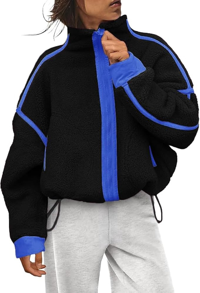 Women's Fleece Zipper Jacket Fuzzy Sherpa Casual Oversized Outerwear Teddy Warm Winter Coats with... | Amazon (US)