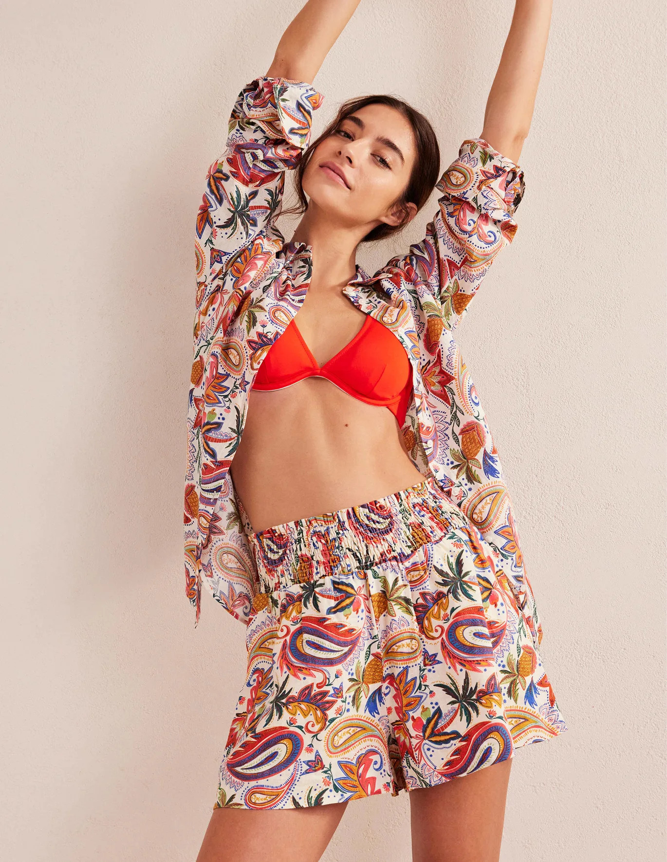 Linen Shirred Waist Shorts | Boden (US)