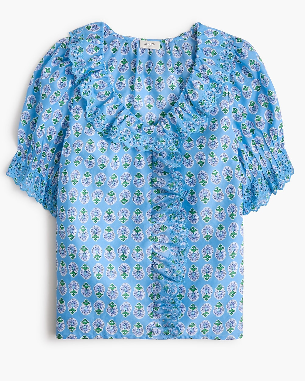 Eyelet ruffle-front top | J.Crew Factory