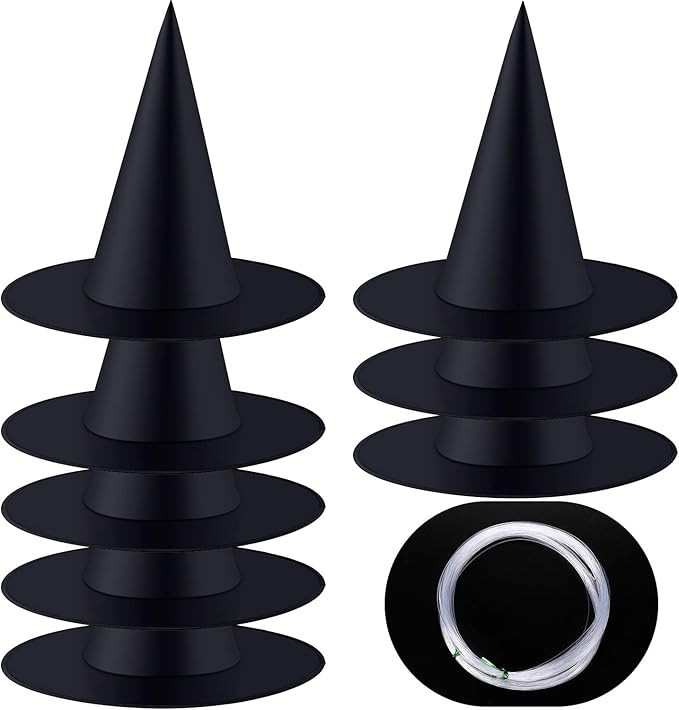 SATINIOR 8 Pieces Halloween Decoration Witch Hat Hanging Witch Hat Decor with 118.1 Feet Hanging ... | Amazon (US)