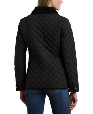 Lauren Ralph Lauren Women's Faux-Sherpa-Collar Quilted Coat, P/XS-XXL - Macy's | Macy's