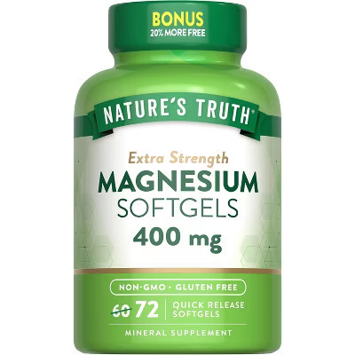 Nature's Truth Magnesium | 400mg | 72 Softgels | Value Size | Extra Strength | from Magnesium Oxide | Non-GMO and Gluten Free Supplement | Target