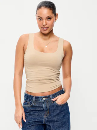 Hug Double-Layer Scoop-Neck Tank Top | Old Navy (US)