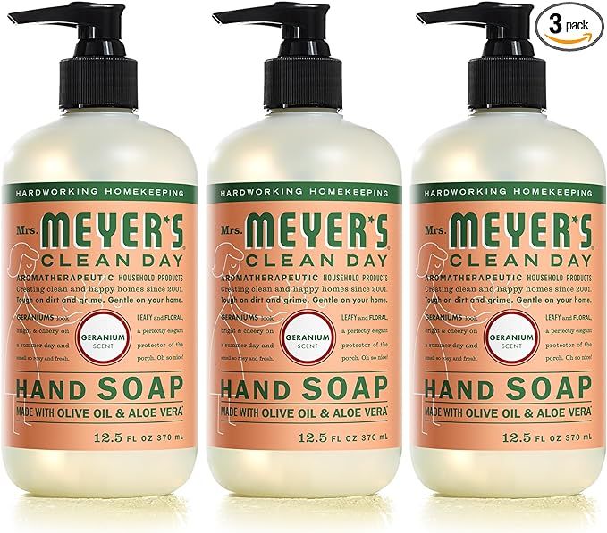 Mrs. Meyer's Clean Day Hand Soap, Geranium, Made with Essential Oils, 12.5 oz - Pack of 3 | Amazon (US)