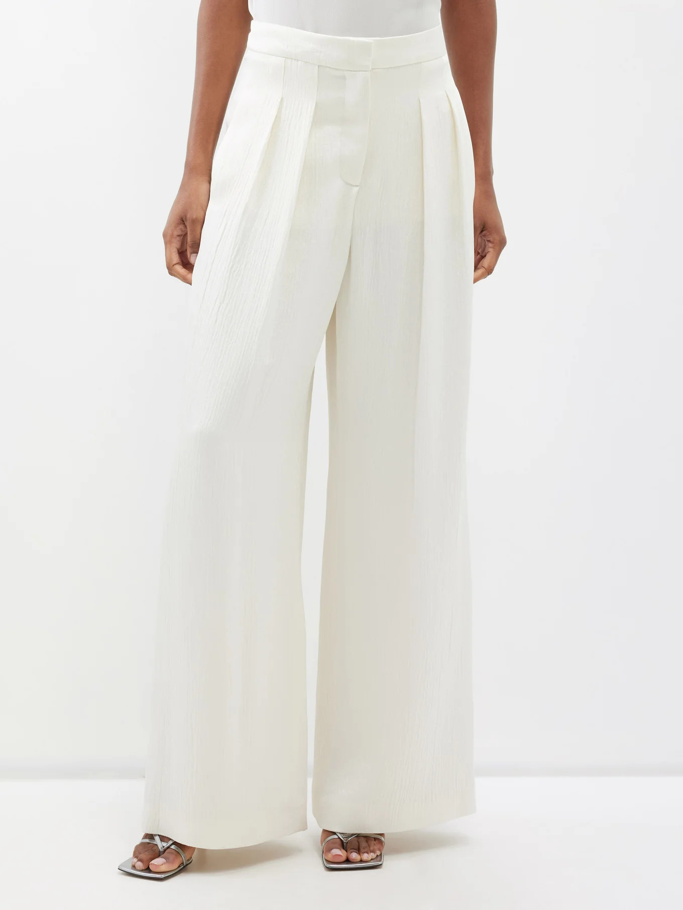 Talma textured crepe wide-leg trousers | Joseph | Matches (UK)