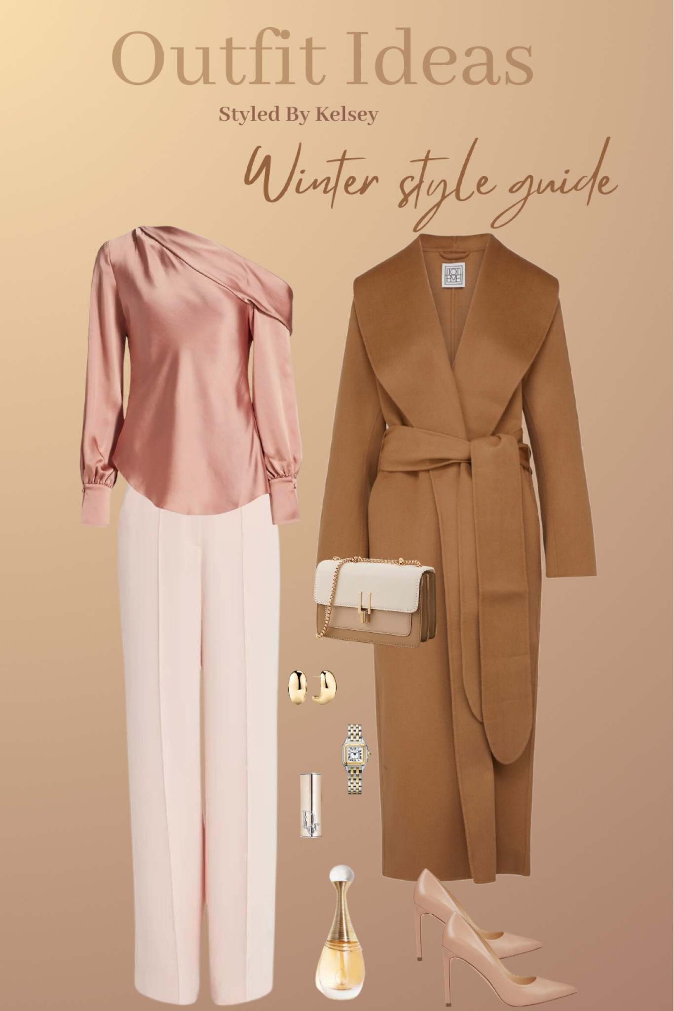 Pink and camel outfit inspo 💕 Love this color combo for the fall and winter. If you’re looking for some classy outfit ideas for your camel coat, I paired it with a pink blush trouser and a matching dusty rose silk off the shoulder top and pointed toe nude heels. 

#LTKshoecrush #LTKSeasonal #LTKworkwear