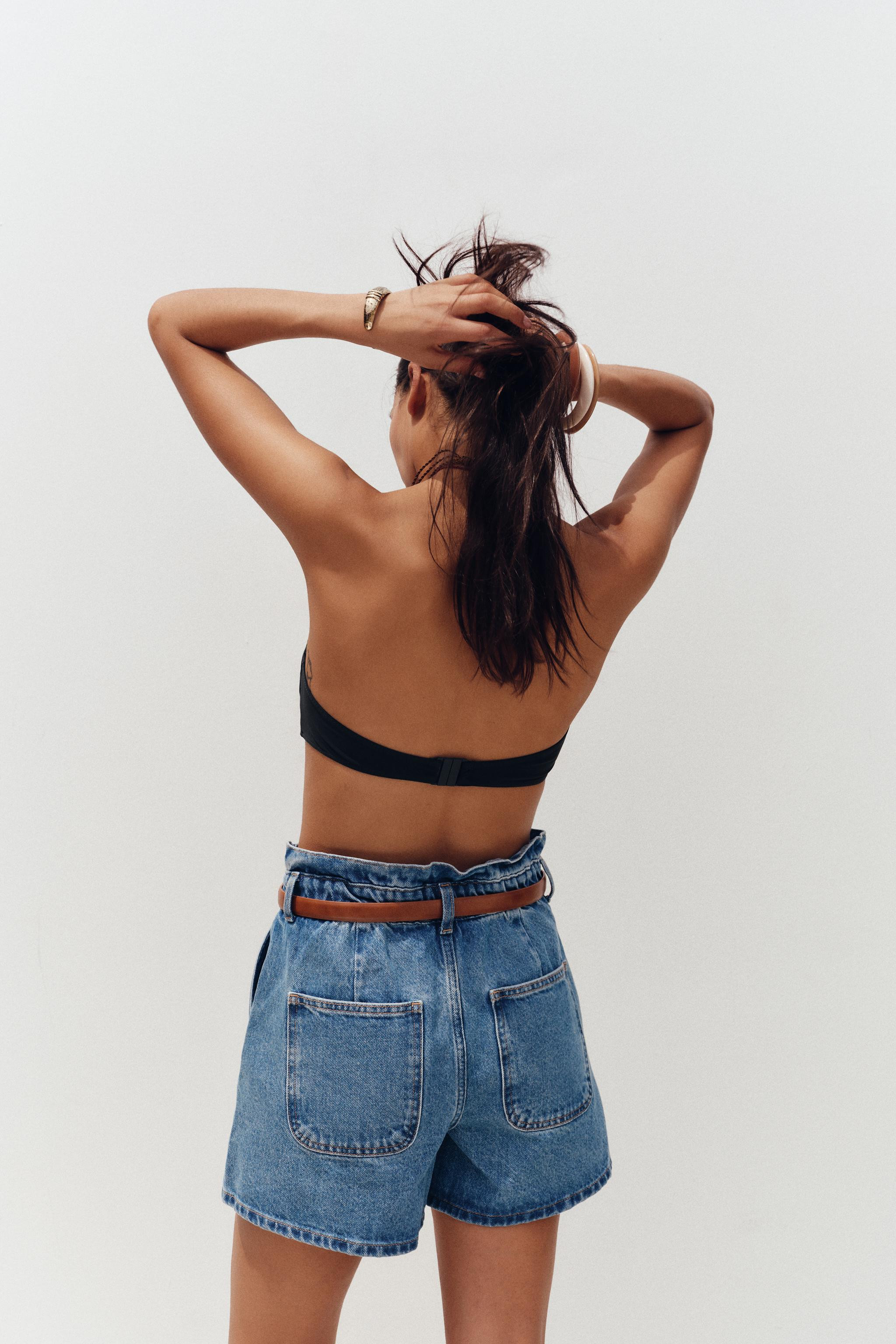 Z1975 DENIM PAPERBAG BERMUDA SHORTS WITH BELT | Zara UK