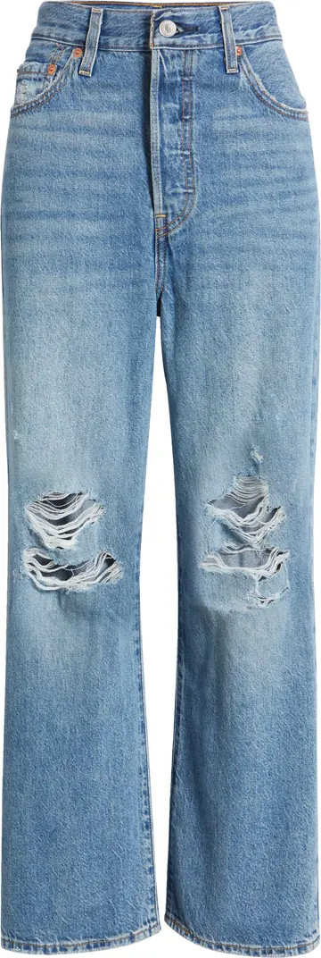 Ribcage Ripped Ankle Straight Leg Jeans | Nordstrom