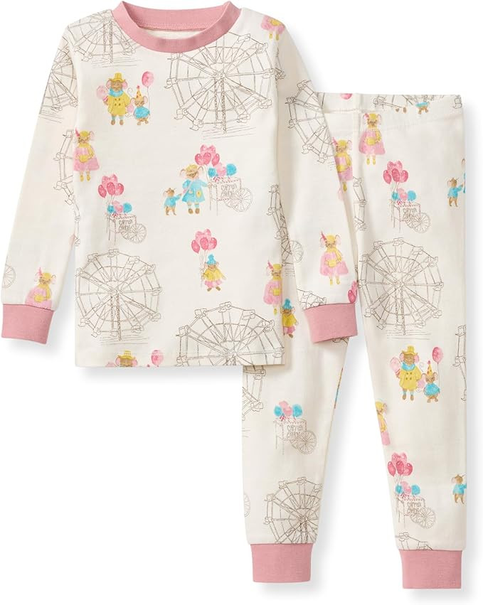 Burt's Bees Baby Girls' 2-Piece Long Sleeve Tee and Pants Organic Cotton Pajama Set | Amazon (US)