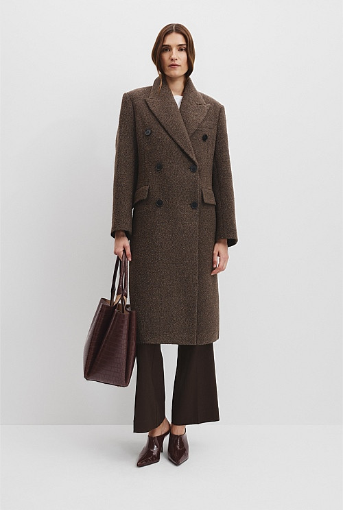 Double-Breasted Boucle Coat | Country Road