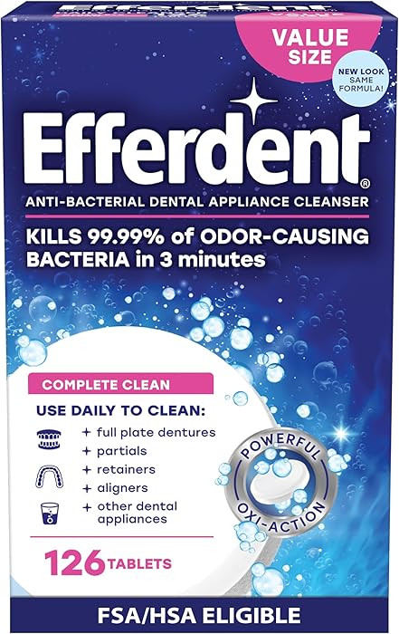 Efferdent Denture Cleaner Tablets – Dental Appliances, Aligners, Mouth Guard, and Retainer Clea... | Amazon (US)