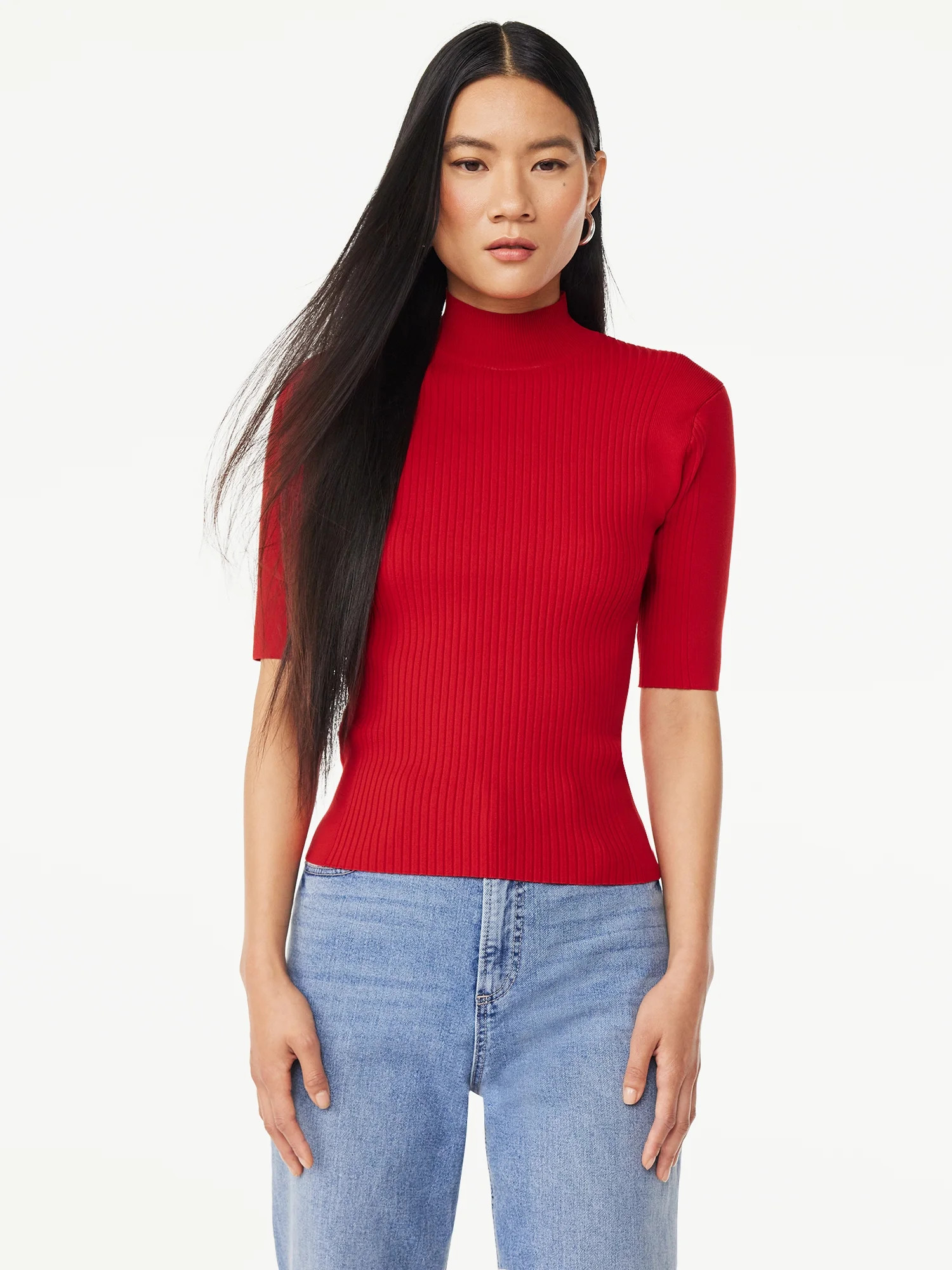 Scoop Women's Mock Neck Top, Sizes XS-2XL - Walmart.com | Walmart (US)