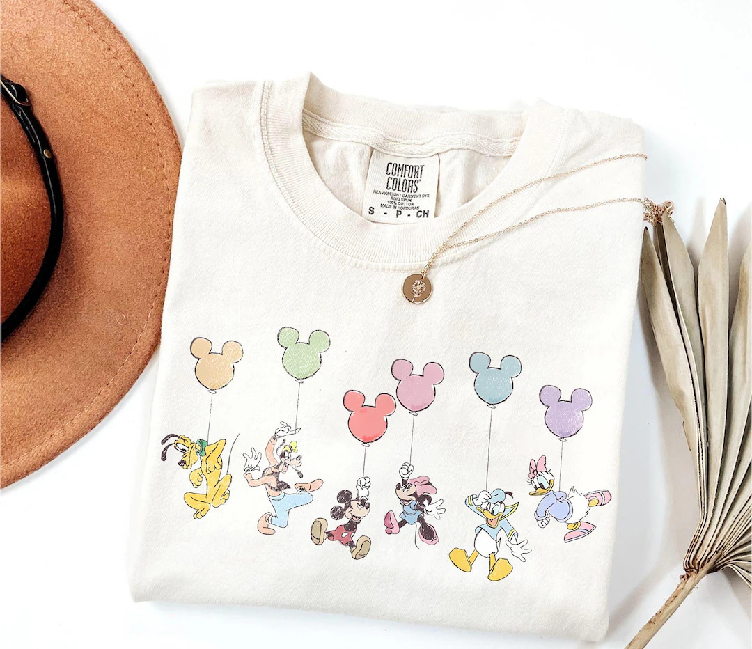 Disney Mickey and Co Balloon Shirt, Disney Mickey and Friends Comfort Color Tee, Disney Vacation ... | Etsy (US)