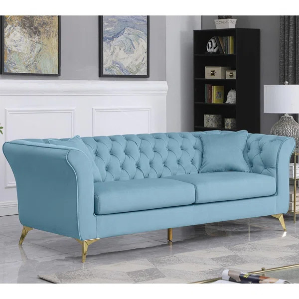 89'' Velvet Rolled Arm Chesterfield Sofa | Wayfair North America