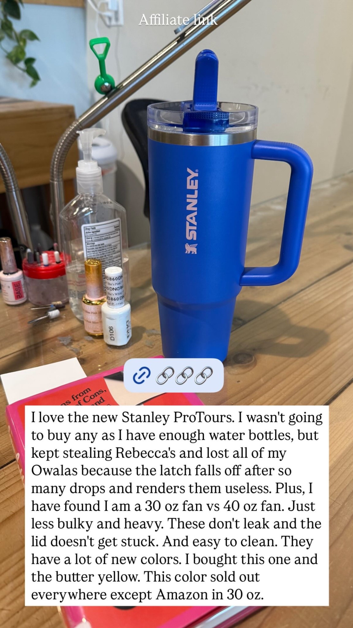 I love the new Stanley ProTours. I wasn't going to buy any as I have enough water bottles, but kept stealing Rebecca's and lost all of my Owalas because the latch falls off after so many drops and renders them useless. Plus, I have found I am a 30 oz fan vs 40 oz fan. Just less bulky and heavy. These don't leak and the lid doesn't get stuck. And easy to clean. They have a lot of new colors. I bought this one and the butter yellow. This color sold out everywhere except Amazon in 30 oz.  Affiliate link

#LTKFamily #LTKHome #LTKGiftGuide