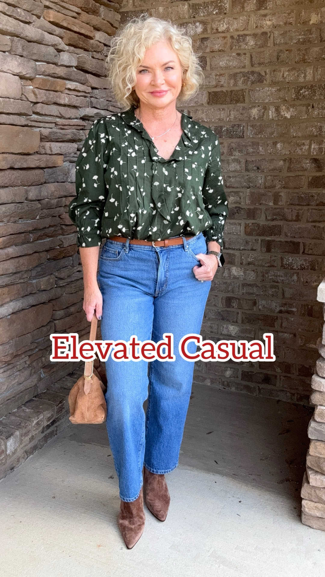 Elevated casual jeans outfit! Wearing small blouse & 6 petite jeans. 

#stylewithserena
#petitefashion
#midlifefashion
#fashionover40
#genxstyle
#falloutfit
#jeansoutfit

#LTKStyleTip #LTKPetite #LTKOver40