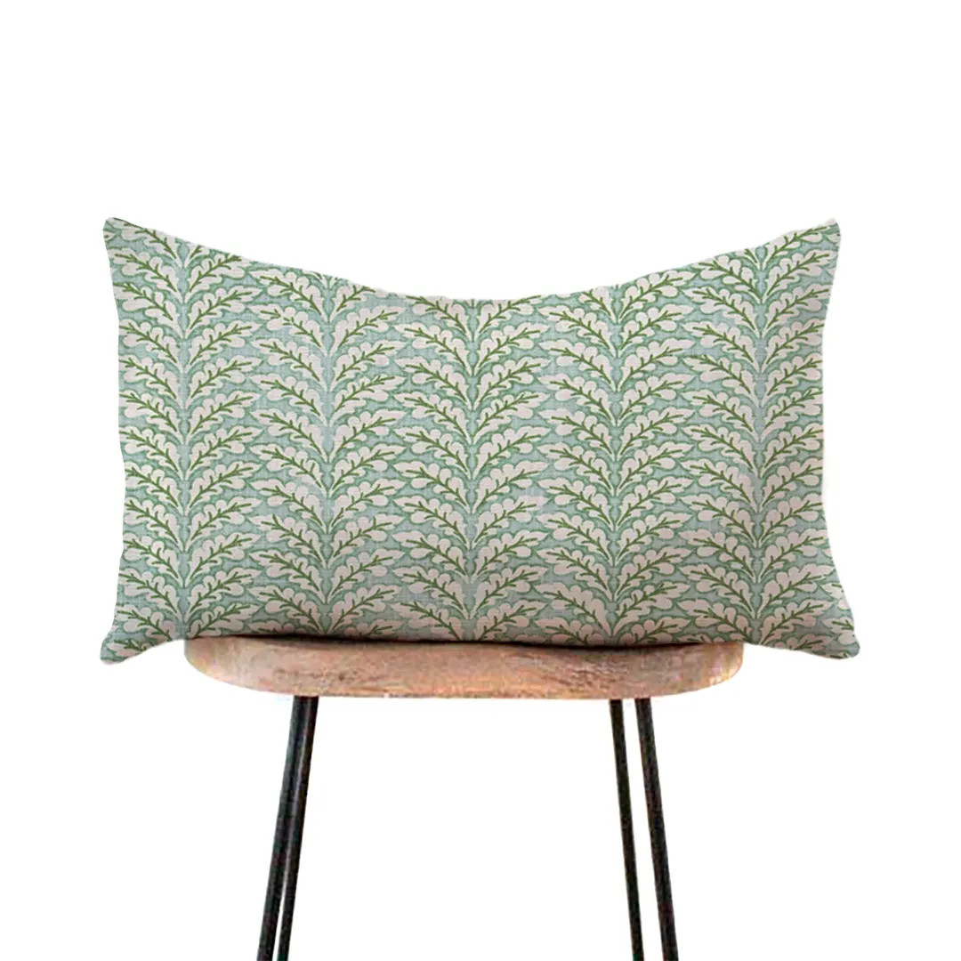Green and Blue Leaf Lumbar Pillow Cover - Geometric, Floral, Block Print, 12x16, 12x18, 12x20, 14... | Etsy (US)