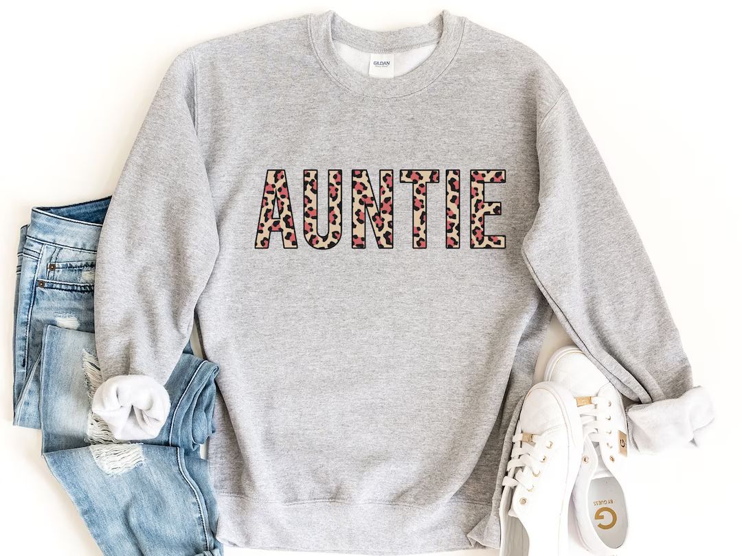 Auntie Sweatshirt Leopard Auntie Pullover Gift for Auntie - Etsy | Etsy (US)