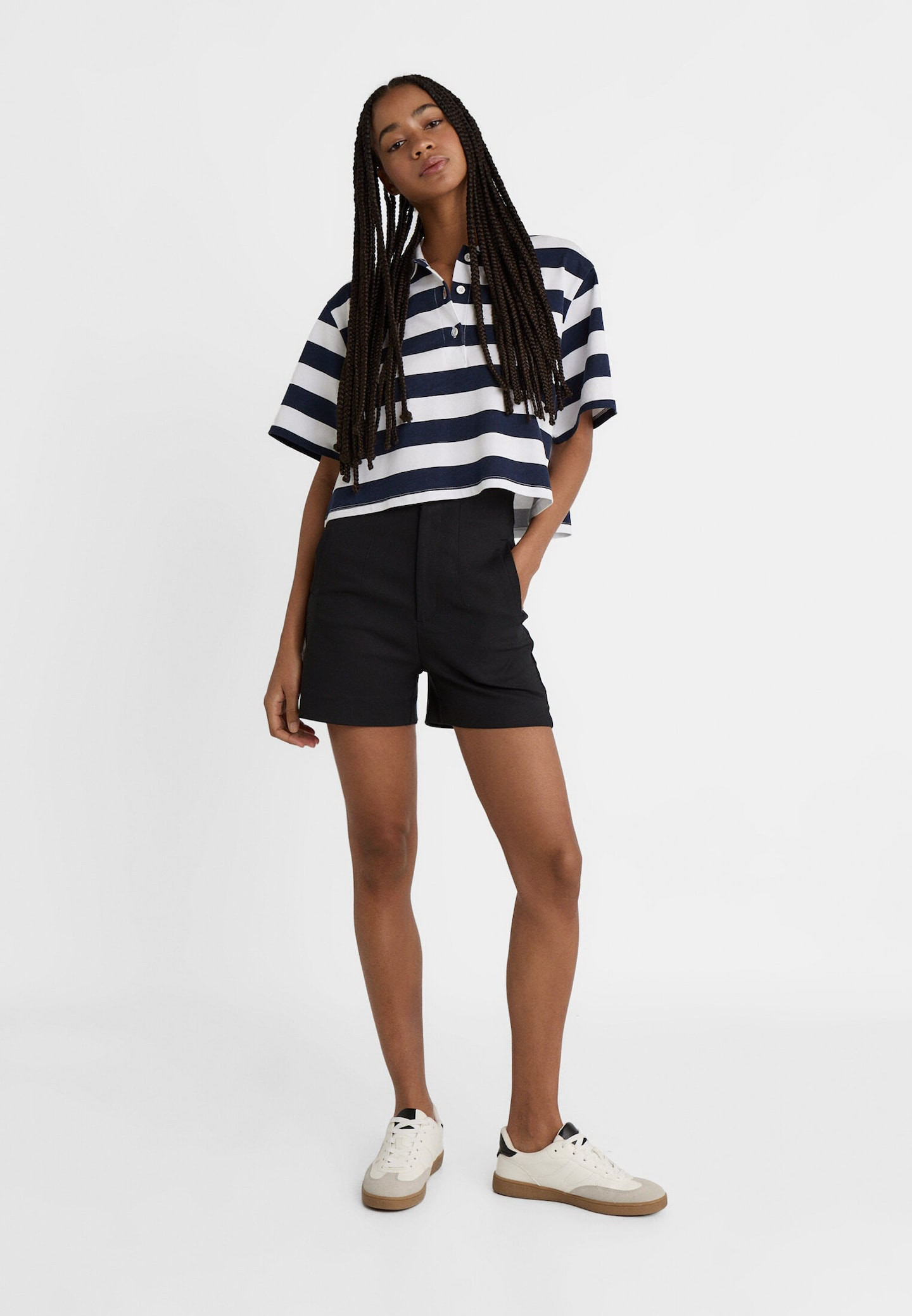 High-waist smart shorts - Women's Trousers | Stradivarius United Kingdom | Stradivarius (UK)
