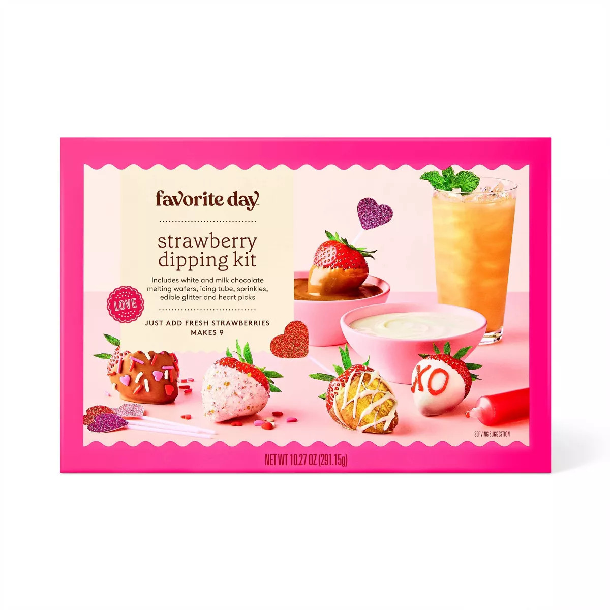 Valentine's Strawberry Dipping Kit with Edible Glitter Drink Mix-In - 10.27oz - Favorite Day™ | Target