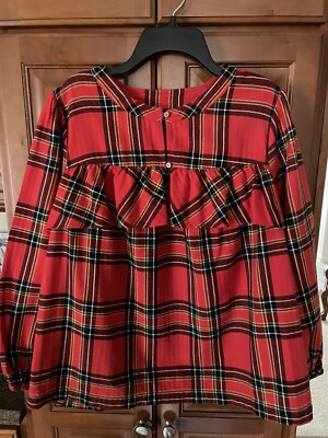 J CREW RED PLAID FLANNEL SHIRT BLOUSE WITH RUFFLE ACCENT SIZE MEDIUM  | eBay | eBay US