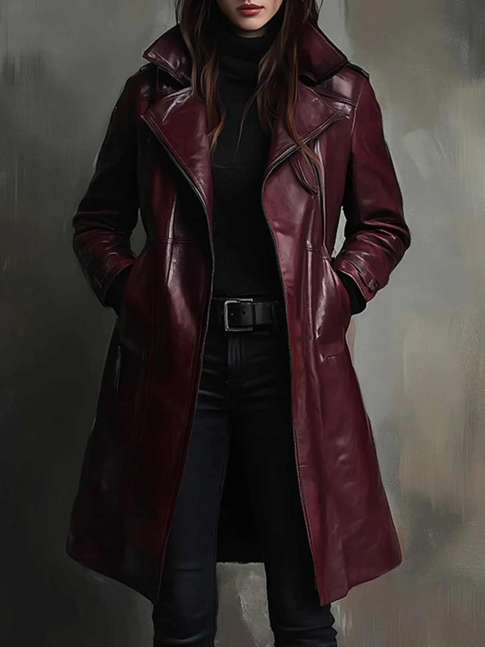 Burgundy Lambskin Leather Trench Coat - Handmade Vintage Style | Etsy (US)