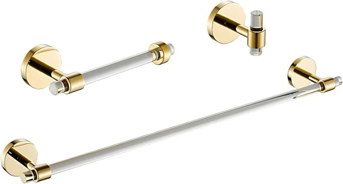 3 Pieces Bathroom Accessories Hardware Set Wall Mounted,Towel Rack 16 inches+Toilet Paper Holder+... | Amazon (US)