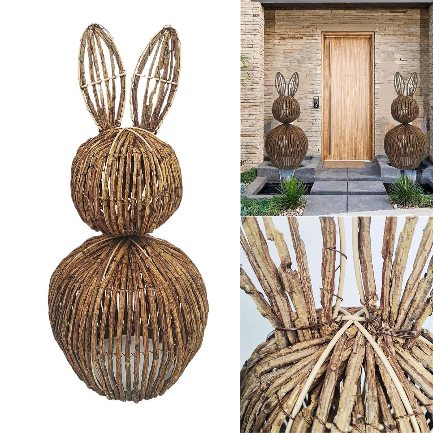 Rattan Bunny, Wicker Bunny, Wicker Easter Bunny Decor, Rattan Bunny Outdoor, Rattan Bunnies, Wick... | Amazon (US)
