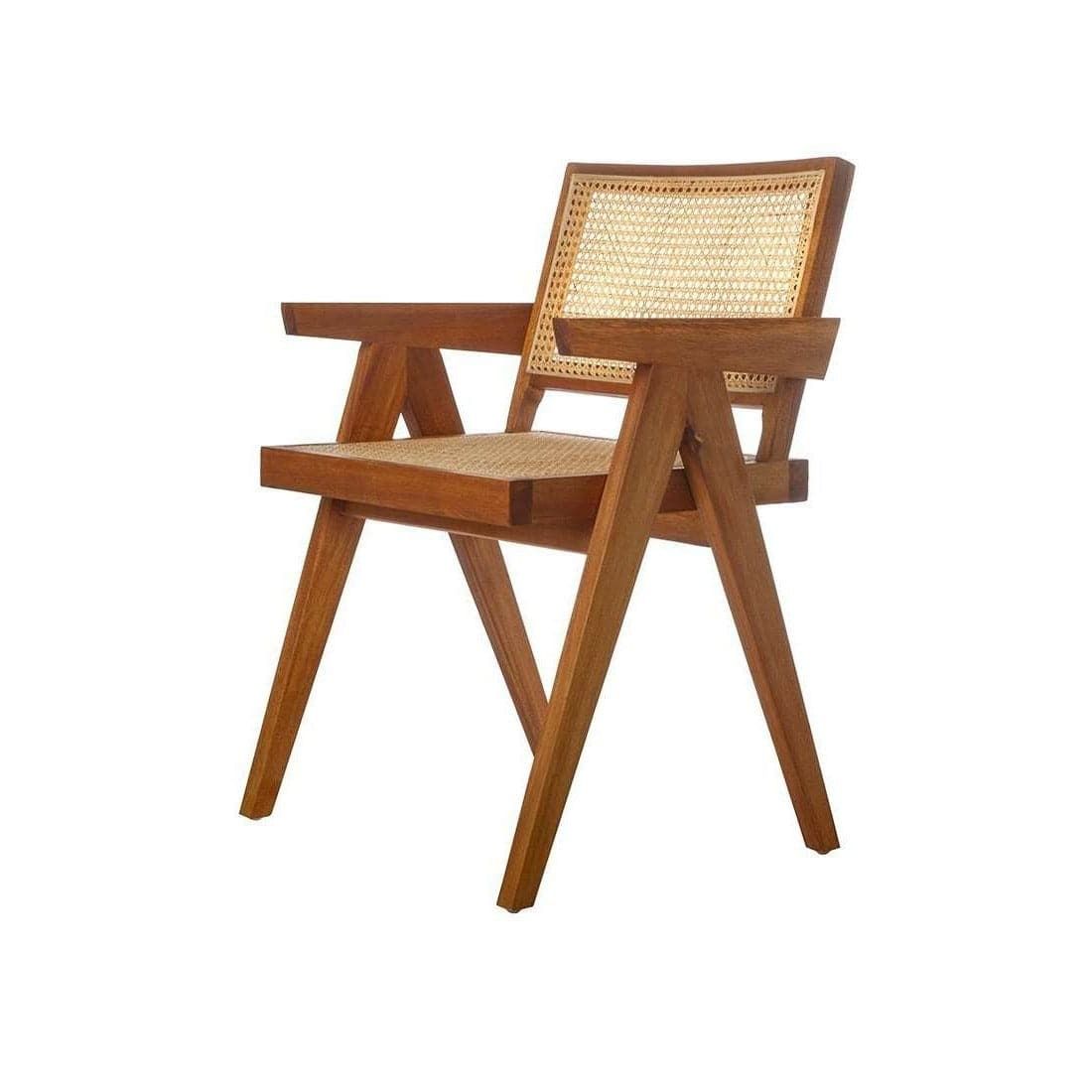 Jeanneret Dining Armchair with Cane Seat and Back | France and Son
