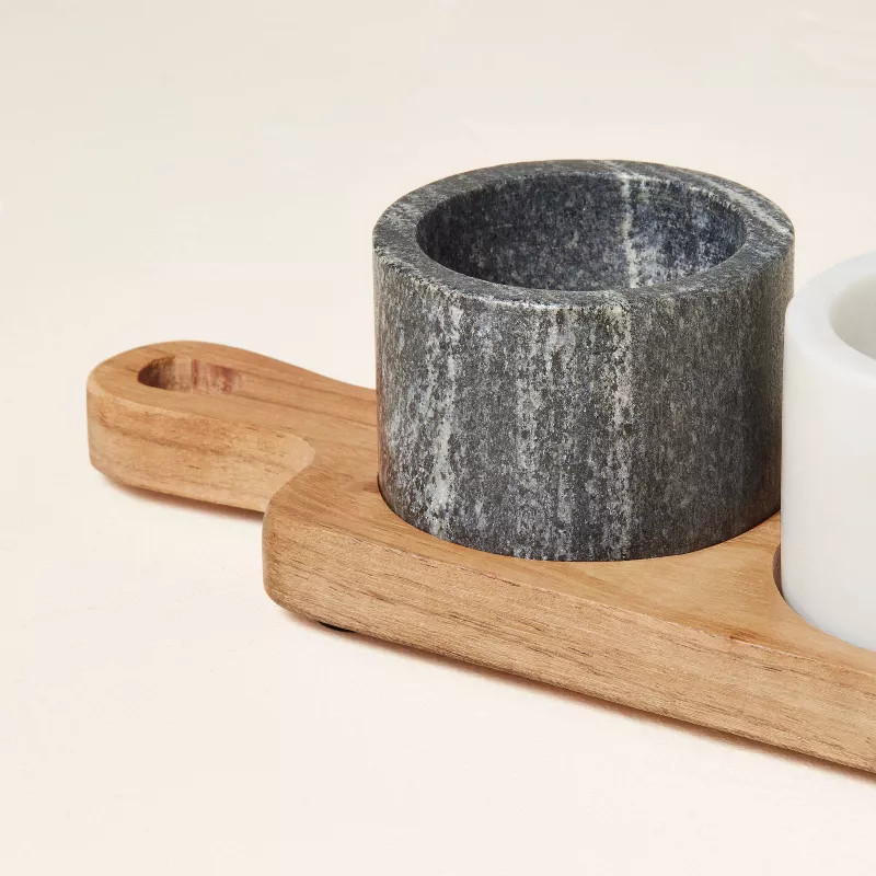 Salt & Pepper Marble Pinch Pot Set Gray/White - Hearth & Hand™ with Magnolia | Target