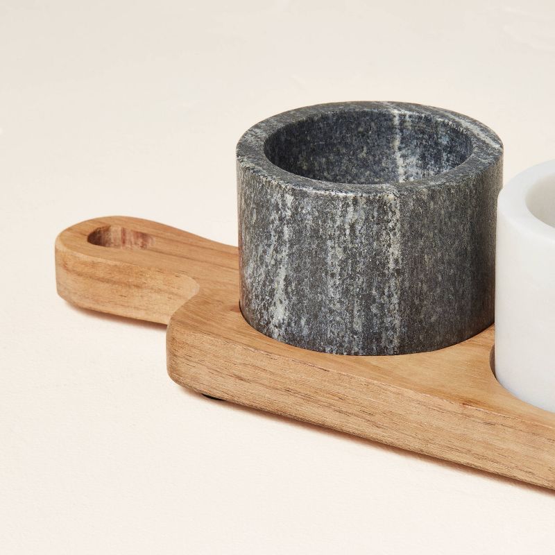 Salt &#38; Pepper Marble Pinch Pot Set Gray/White - Hearth &#38; Hand&#8482; with Magnolia | Target