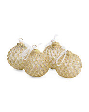 Set Of 4 4in Clear Glitter Ornaments | TJ Maxx