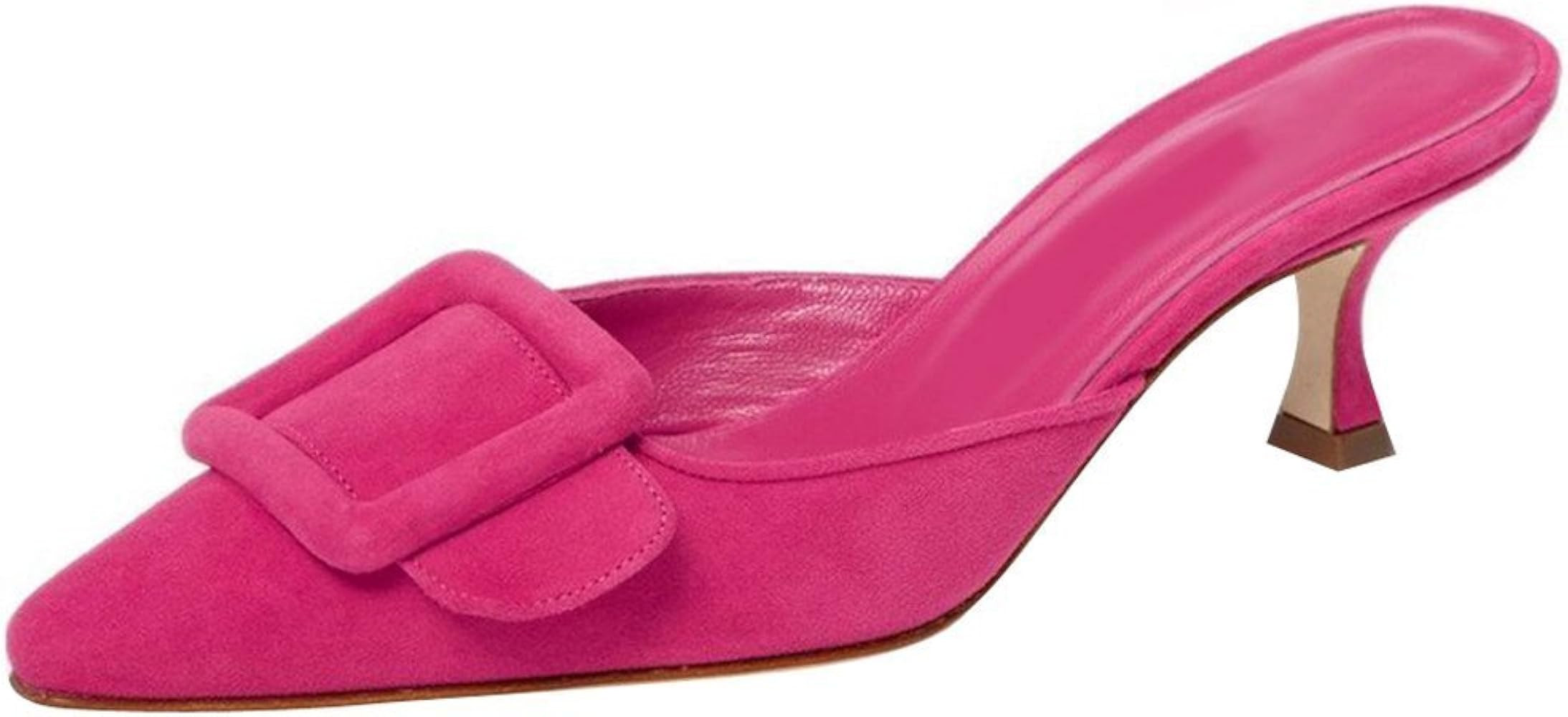 Heeled Mules For Women, Pointed Toe Slingback Pumps Buckle Kitten Heels Mules Slides Backless Dress  | Amazon (US)