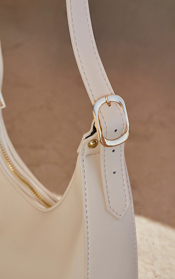 Cream Curved Pu Shoulder Bag | Accessories | PrettyLittleThing US