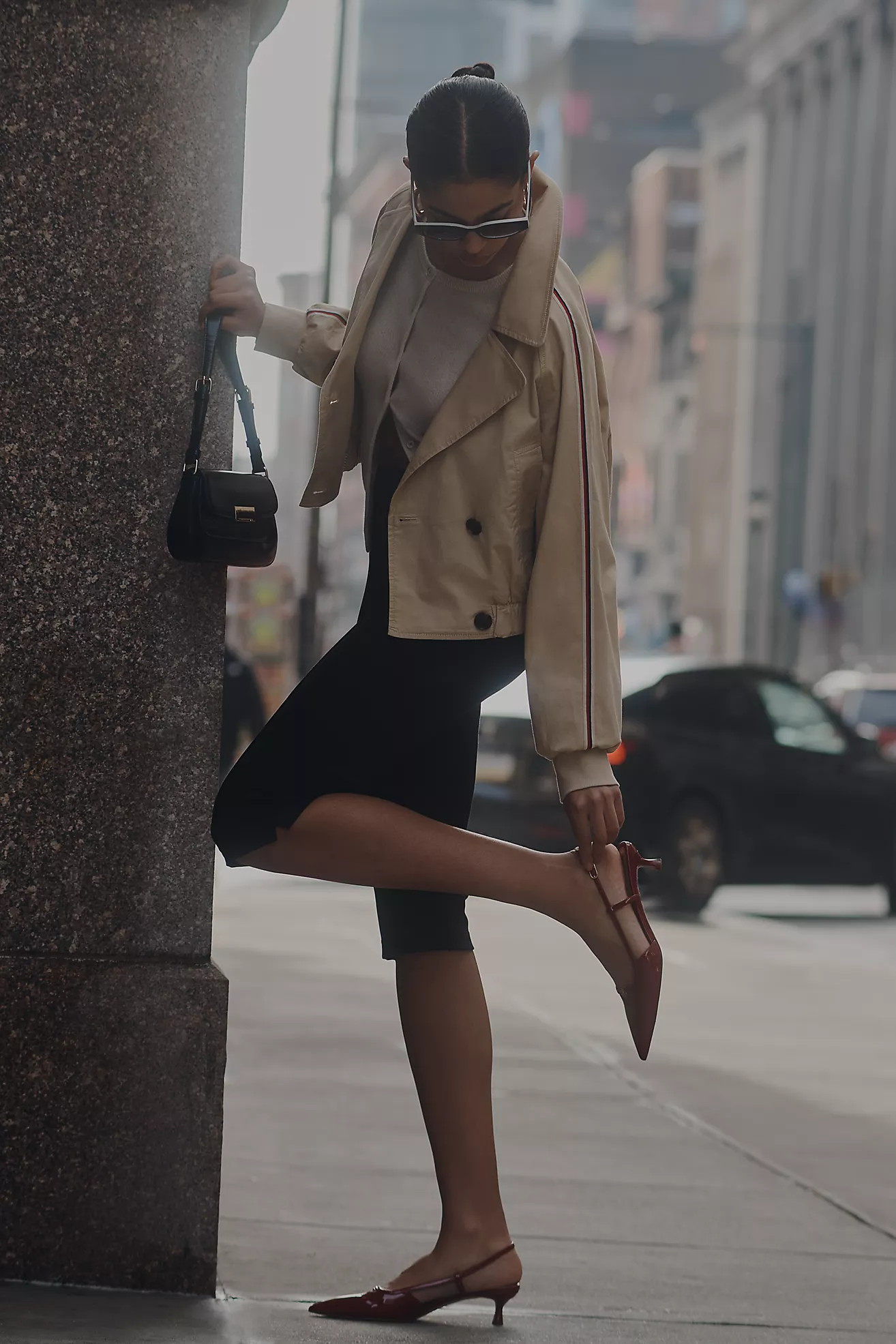 Maeve Double-Breasted Cropped Trench Coat | Anthropologie (US)