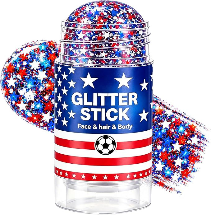 4th of July Body Glitter Stick, Red White and Blue Glitter Stick, Patriotic Hair Face Waterproof ... | Amazon (US)
