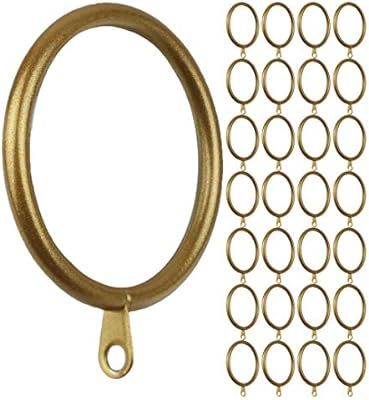 MERIVILLE 28 pcs Gold 2-Inch Inner Diameter Metal Curtain Rings with Eyelets | Amazon (US)