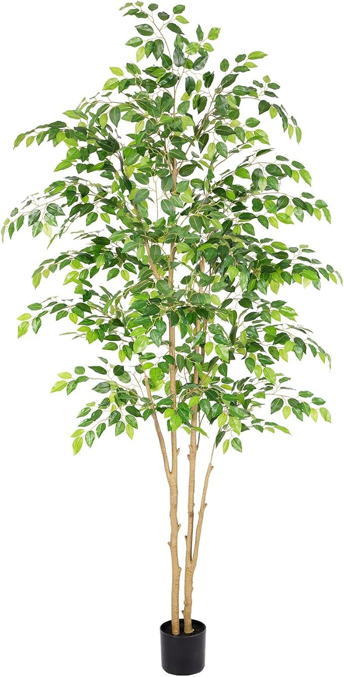 Tall UV Resistant Ficus Tree Artificial，7ft(84in) Realistic Texture Potted Faux Ficus Tree， F... | Amazon (US)